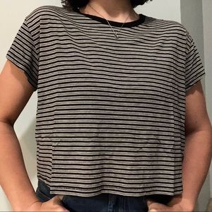 Black and white striped crop top